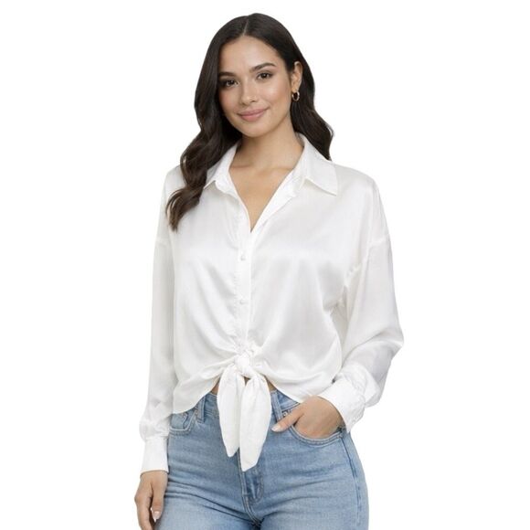 Anthropologie Tops - Hutch x Anthropologie Robbie Tie Front Button Down Top - Size Medium - White